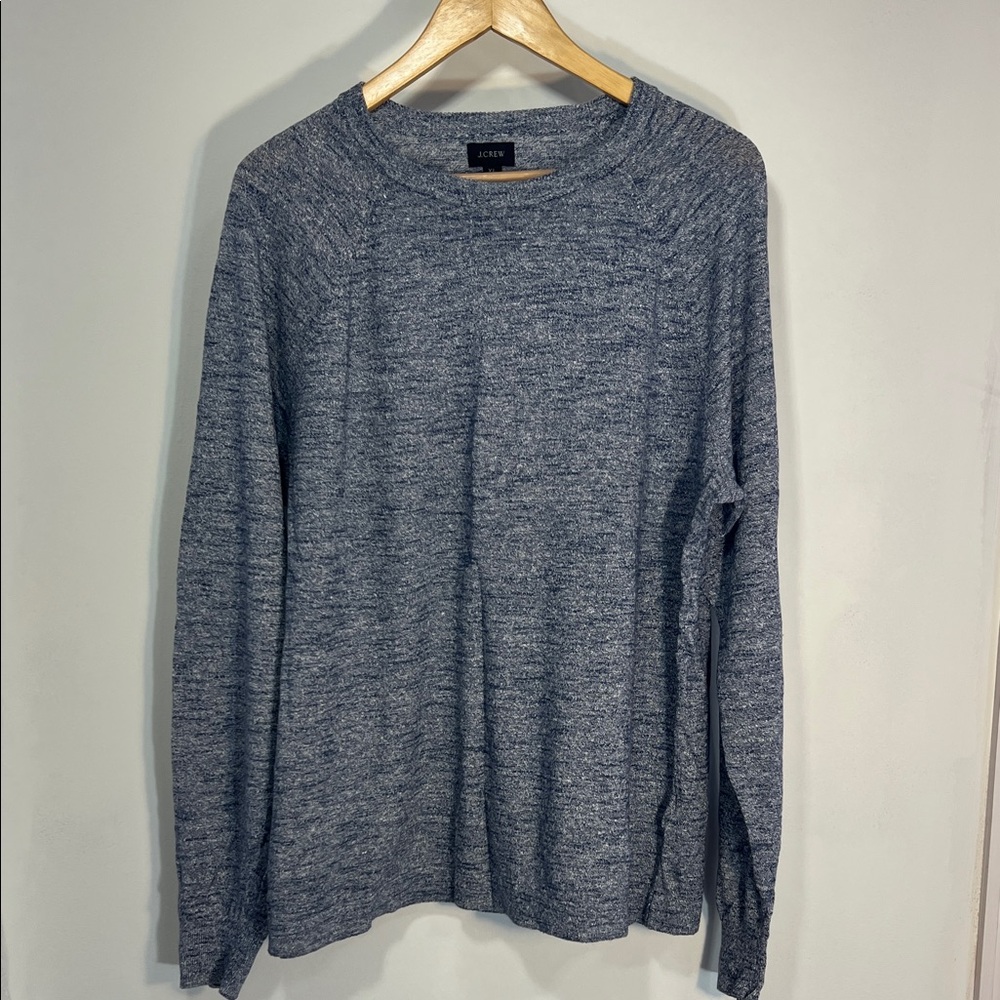 J. Crew luxury linen cotton Blue Knit Top